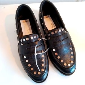 SOLD NEW Steve Madden Studded Black Leather Loafers